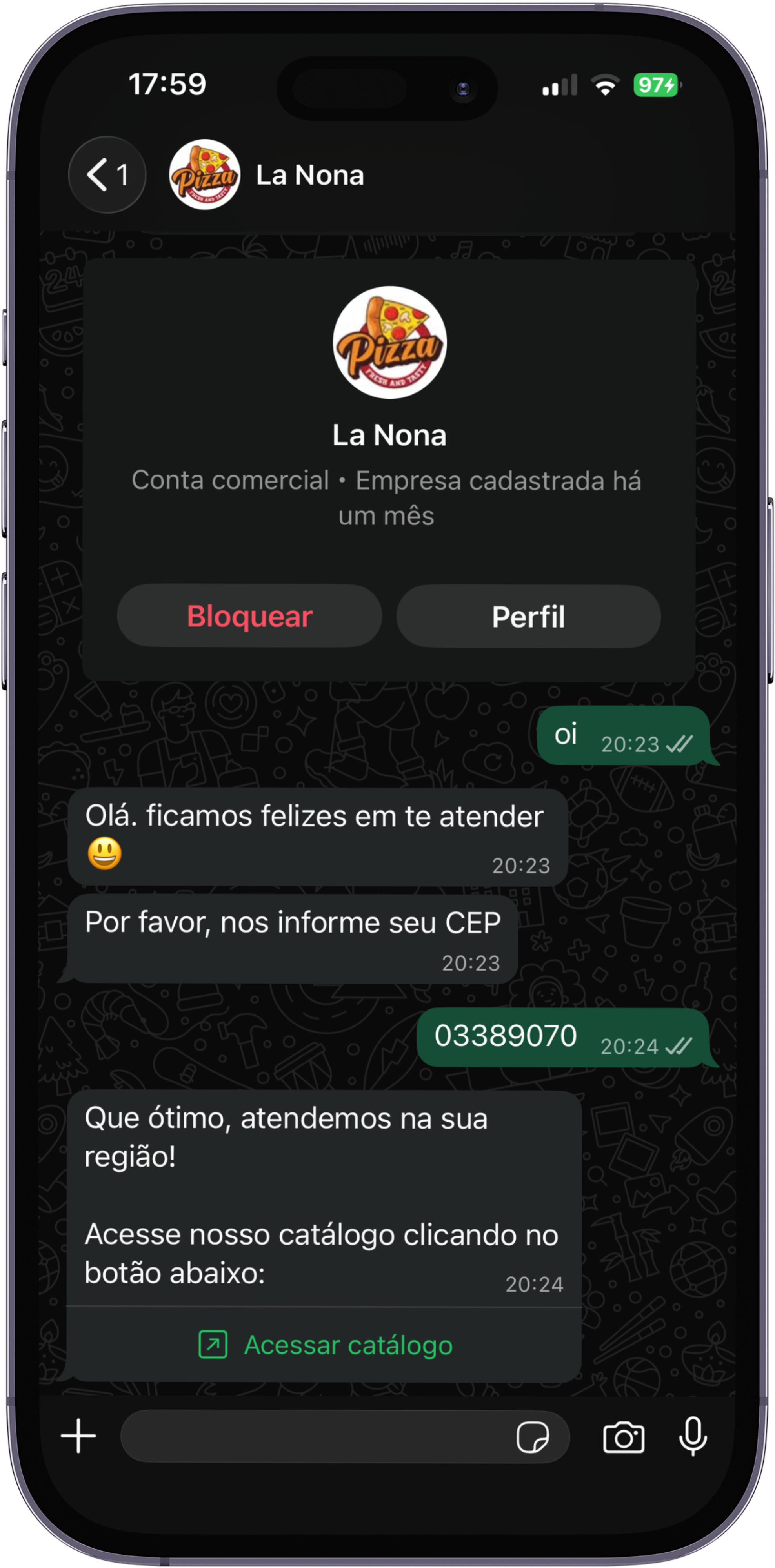 Menuus WhatsApp - Primeiro Contato com Cliente no Menu Digital