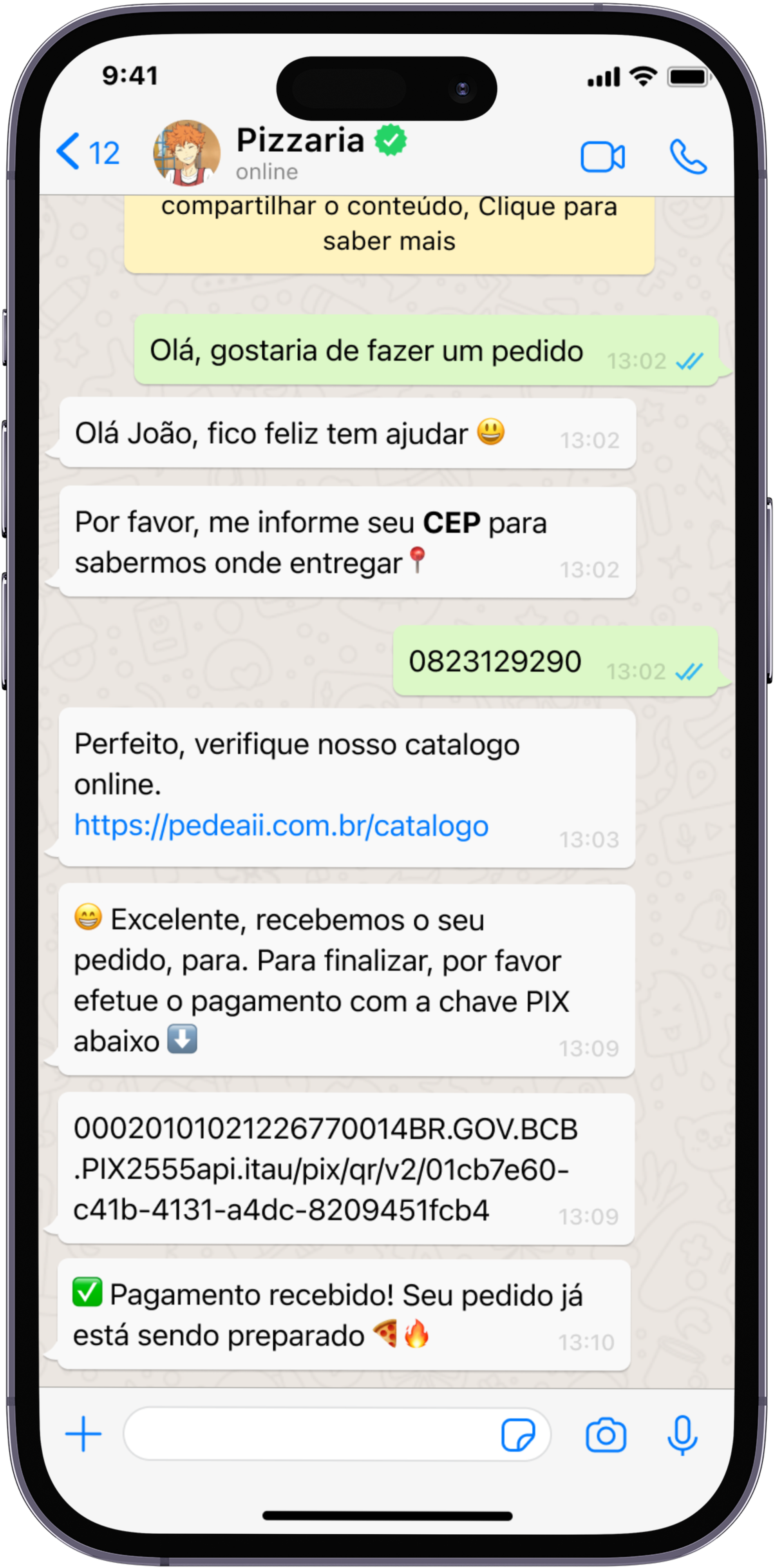 Menuus Confirmação de Pedido - Menu Digital Finalizado